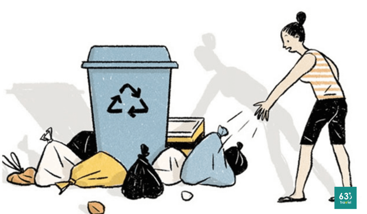 Thói quen xả rác,môi trường ô nhiễm nhiều nơi khiến du khách lo sợ