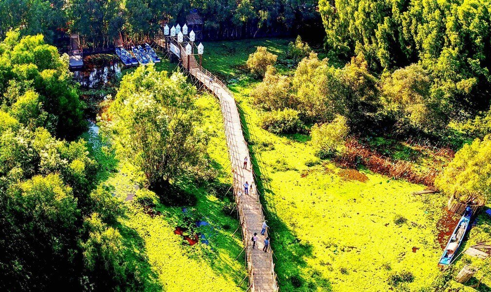 ベトナムの長さ10kmの竹橋でチェックイン