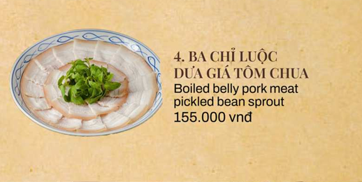 Boiled pork belly with pickled shrimp bean sprouts