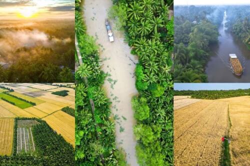 静かで緑豊かなチャ ヴィンを上から眺めてみましょう