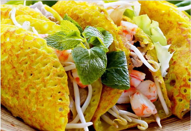 서양식 해산물 팬케이크.