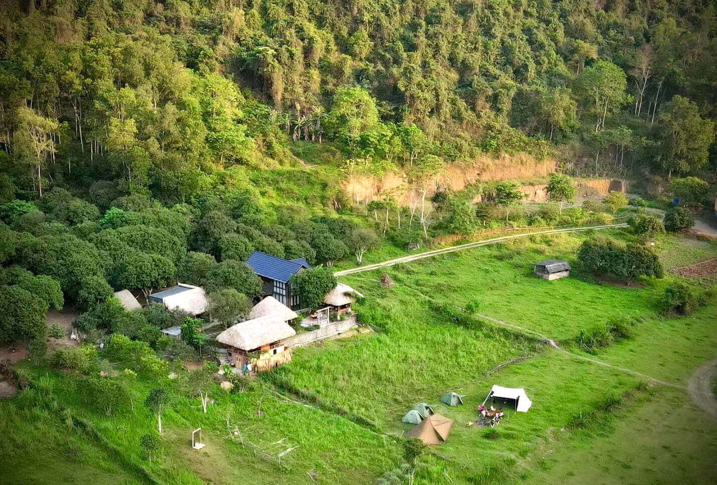 ハイフォンの緑豊かな渓谷にはキャンプと名物「木の上で眠る鶏」を食べる観光客が集まる