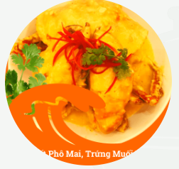 カニの塩卵チーズソース添え。