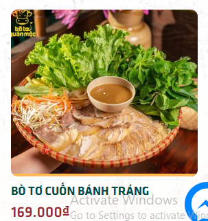 Bò tơ cuốn bánh tráng