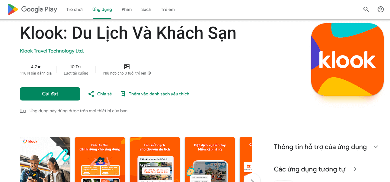 App Klook - Ứng dụng đặt phòng khách sạn uy tín,giá rẻ
