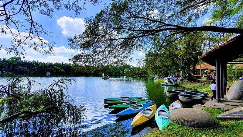 海と波のロマンチックな景色ではなく、海岸から遠く離れた山の頂上には雲がありません。しかし、ドンナイは人々に広大なマンゴー園生態地域を提供しています。