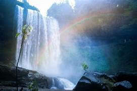 ラムドンで最も雄大な滝に虹が現れる