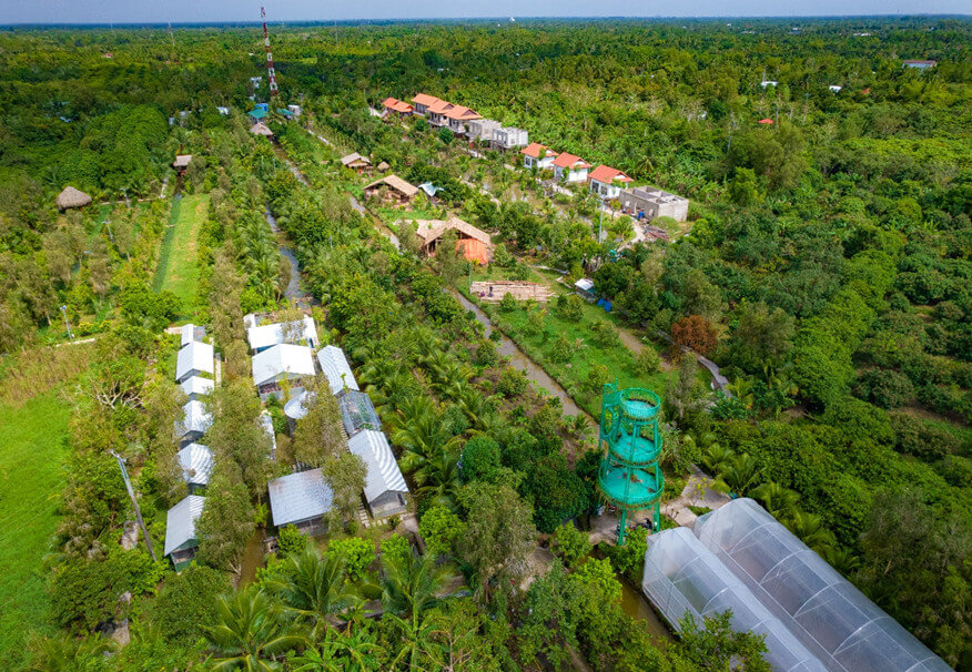 ラックサオのクリーンな野菜を栽培するネットハウスエリア