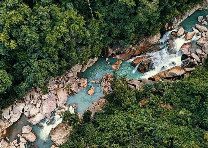 Aerial view of Ba Ho stream