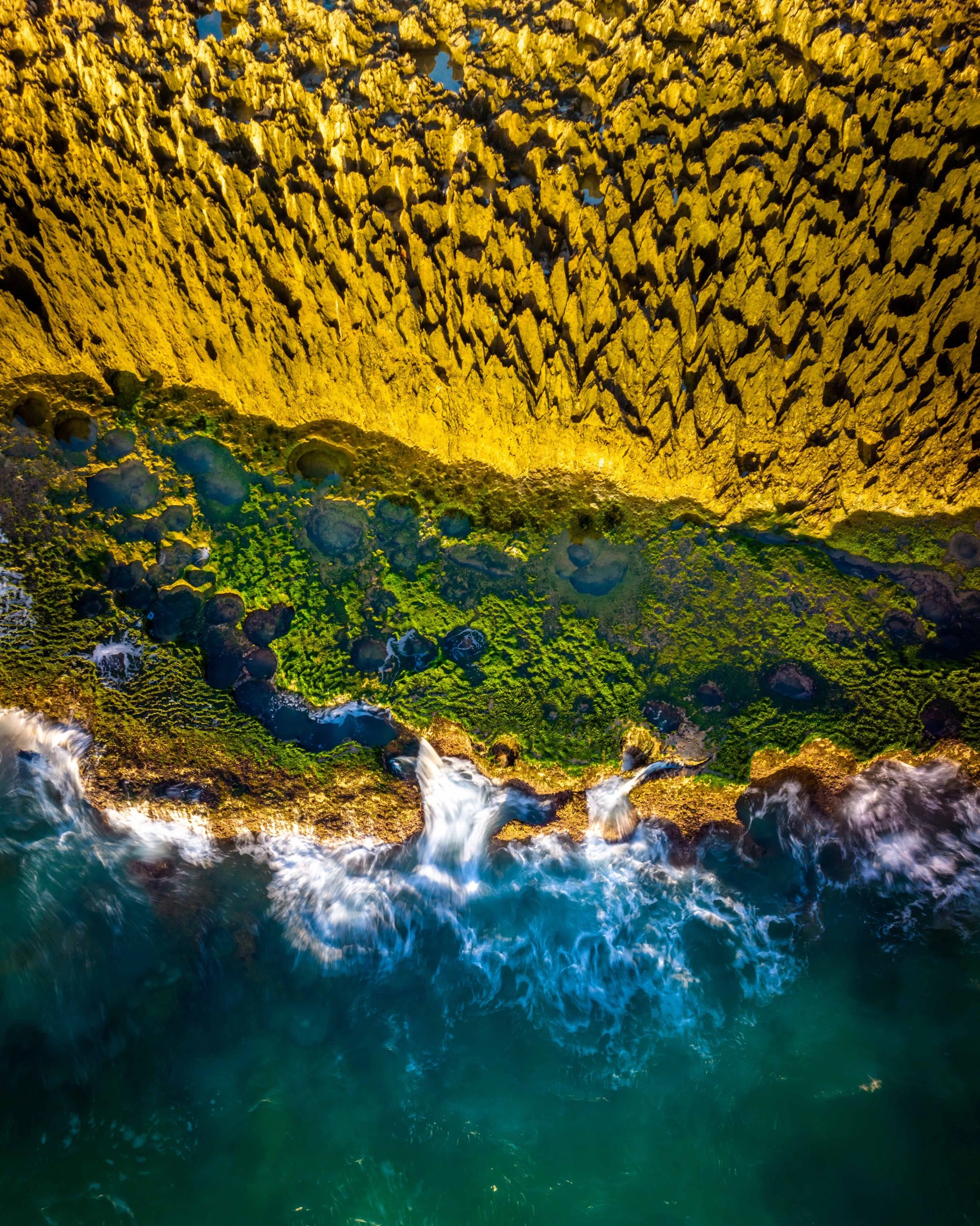 투티엔(Tu Thien) 마을의 녹색 이끼 해변