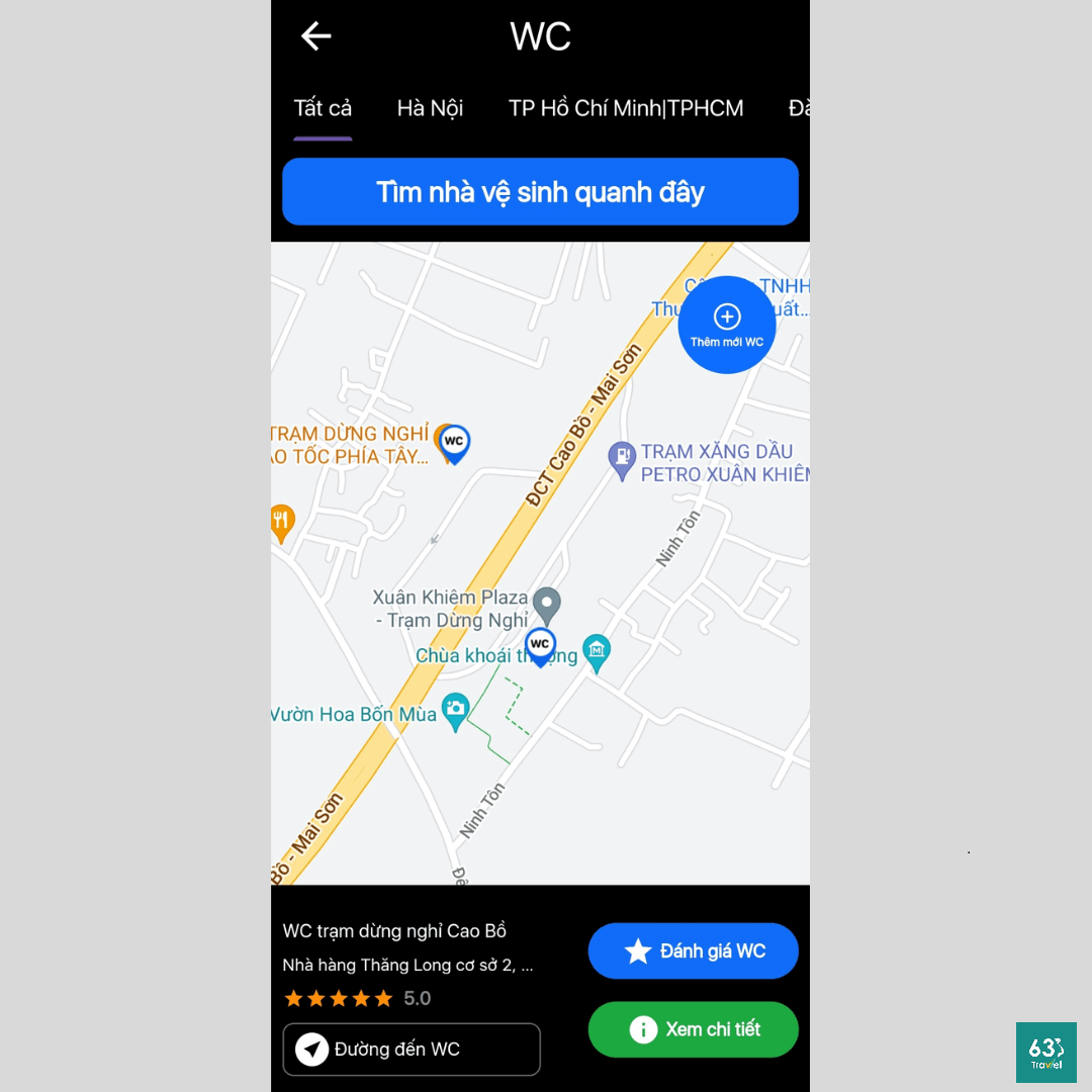 63Stravel - Ứng dụng tìm kiếm nhà vệ sinh công cộng