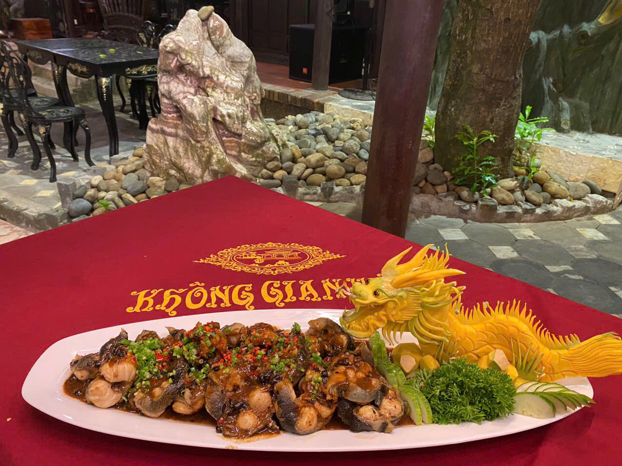 Steamed eel with soy sauce.