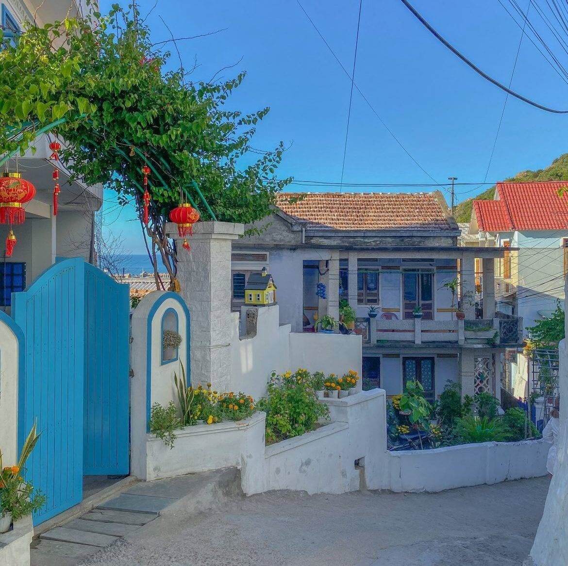 Nhon Ly 어촌 마을에 오면 길로 이어지는 작은 길을 자유롭게 탐험할 수 있으며, 어떤 곳은 실제 예술 작품처럼 아름답게 칠해진 벽도 있습니다.