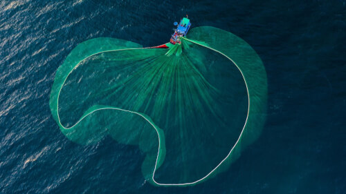 フーイエンの美しい漁網の風景