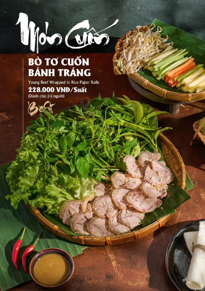 若い牛肉のライスペーパー巻き