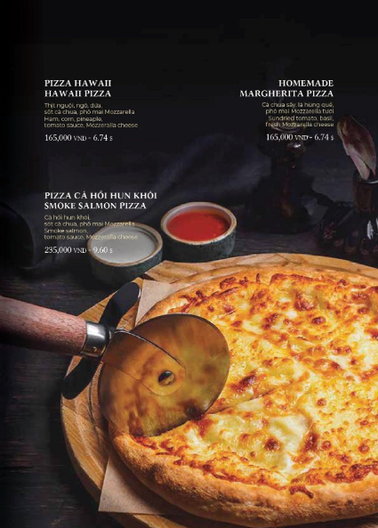 スモークサーモンのピザ。