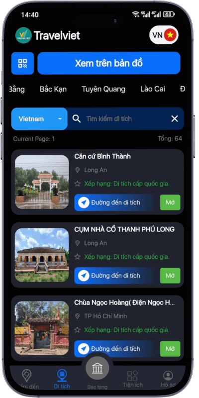 Số hóa thông tin di tích lịch sử tại 63 tỉnh thành Việt Nam trên Vietnam Travelviet