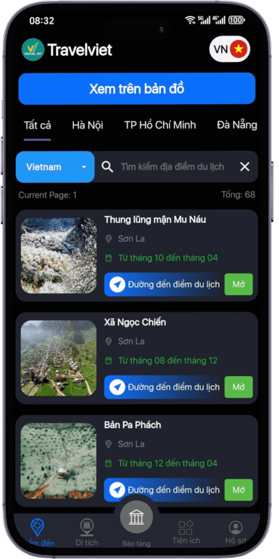Bản đồ Maps các điểm du lịch ở 63 tỉnh thành Việt Nam trên ứng dụng Travelviet