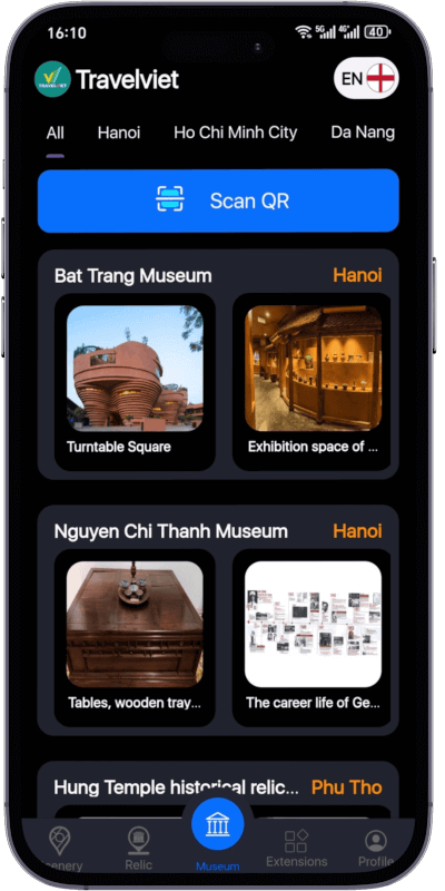 Enhance the experience of discovering Vietnamese history through the artifact interpretation feature at the Museum