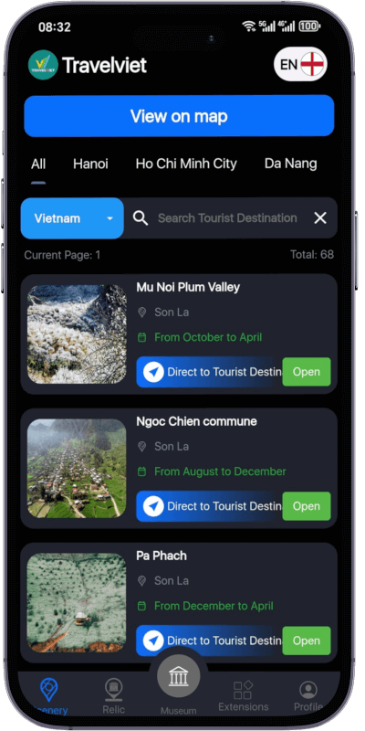 Maps of tourist attractions in 63 provinces and cities in Vietnam on the Travelviet application