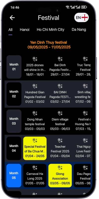 All traditional festivals and tourism events in Vietnam