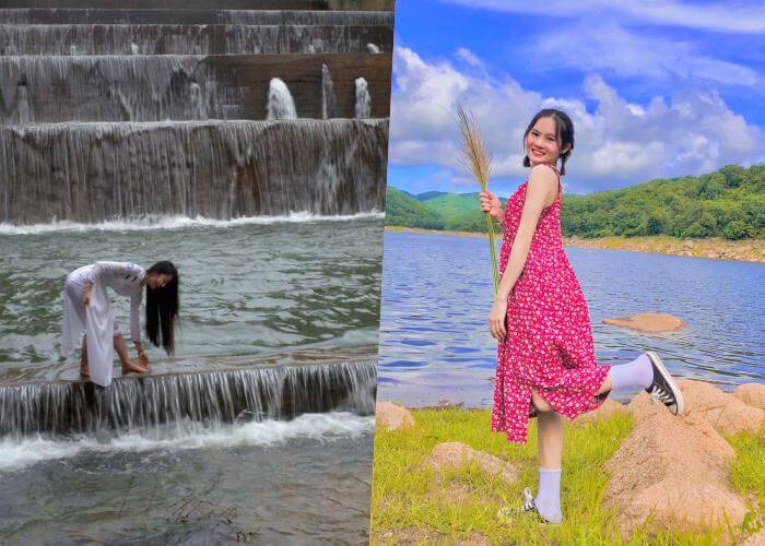 Hua Ram Phu Yen Lakeの晴れた滝の写真に没頭