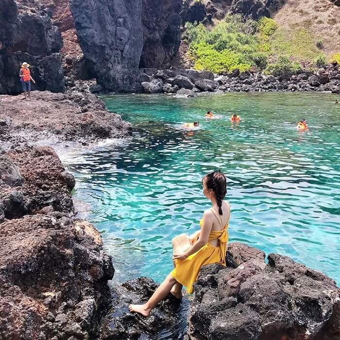 Swimming, diving to see coral