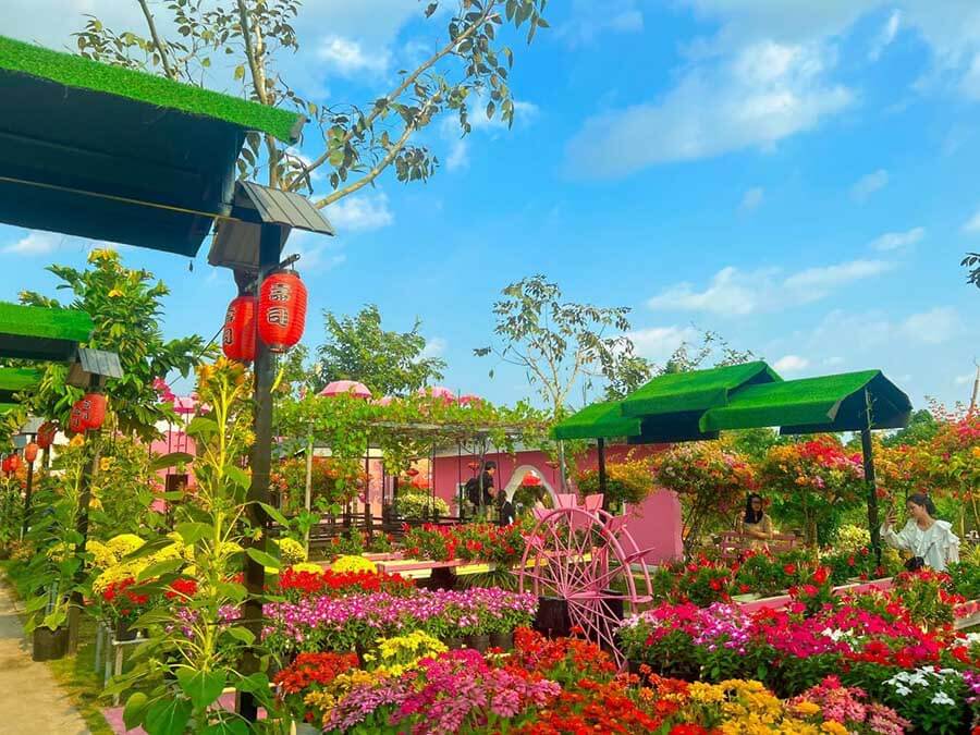 Hoa Viên tuyệt đẹp với những loại hoa khoe sắc rực rỡ.