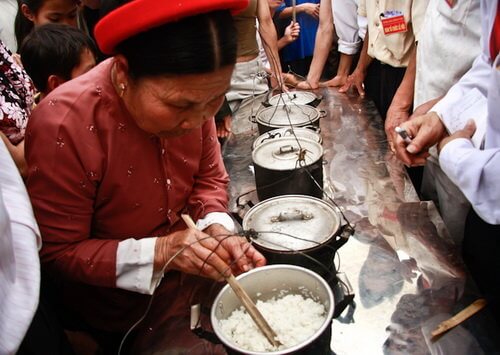 Festival of rice blowing competition in Dong Van