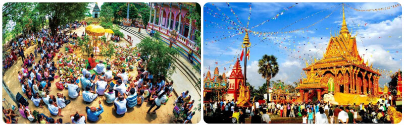 Khi màn đêm buông xuống, sân chùa trở nên rộn ràng
