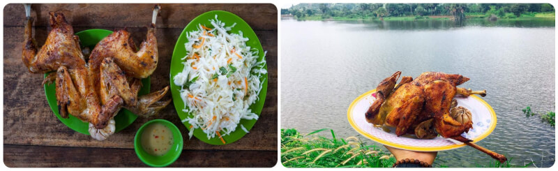 nguyên con gà lên trên