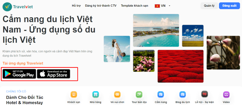 Click vào đường link tải app TravelViet