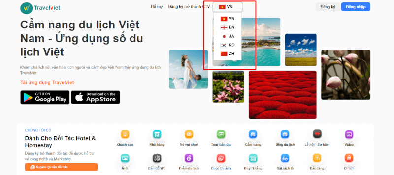 App Travelviet hỗ trợ Thuyết minh tự động đa ngôn ngữ