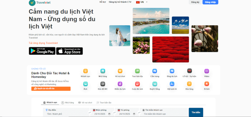 Cẩm nang du lịch Việt Nam - Ứng dụng số du lịch Việt trực tuyến toàn diện
